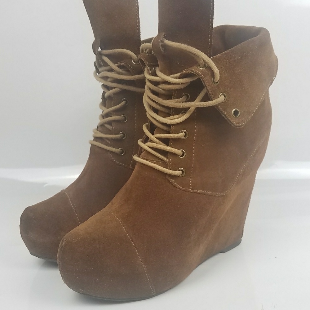 Steven by Steve Madden Suede Wedge Boots Brown